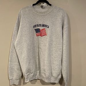 Men’s White “God Bless America” Crewneck - Size XL